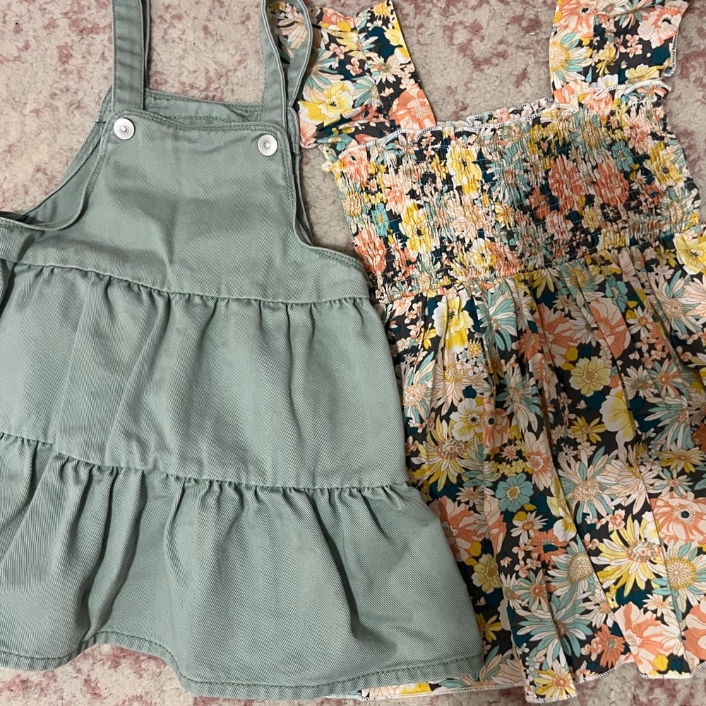 Floral and Green Baby Dress Bundle